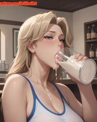 1girls ai_generated angel angela_ziegler artifical_art blonde_female blonde_hair blue_eyes blush cum cum_in_mouth drinking_cum dripping_cum dripping_semen femdomfantasyai hair_bun headwear light-skinned_female light_skin medium_breasts mercy mercy_(overwatch) open_mouth overwatch overwatch_2 ponytail semen semen_in_mouth solo