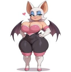 ai_generated areolae_visible_through_clothing bare_thighs bat bat_wings fur furry furry_female gigantic_breasts green_eyes huge_areolae huge_breasts huge_thighs looking_at_viewer massive_breasts rouge_the_bat sega shortstack smiling smogai solo_anthro sonic_(series) sonic_the_hedgehog_(series) squatting sweat sweatdrop thick_body thick_female thick_thighs thighs voluptuous voluptuous_female