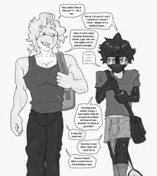 2boys animal_genitalia animal_penis anthro anthro_male anthro_only backpack best_friends big_cock big_penis black_and_white cetacean cetacean_penis cetacean_tail college college_student conversation dark_skin dialogue digital_drawing_(artwork) digital_media_(artwork) dripping dripping_precum embarassed english english_text erect_penis erection erection_under_clothes erection_under_clothing erection_under_shorts friends friendship frustrated frustration greyscale head_fin jeans jock jonah_(mr_shrink) kind_jock large_penis light_skin long_hair loose_shorts marine_mammal mr_shrink nerd nerdy nerdy_male no_sex orca orca_tail public public_exposure public_humiliation public_indecency public_nudity school sharp_teeth shiny_skin short_hair shorter_male simon_(mr_shrink) size_difference skin_tone_difference sloppy smaller_male socks talking taller_male tapering_penis text_focus toothed_whale