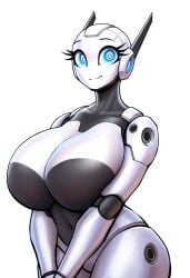 1girls ai_generated big_breasts black_skin blue_eyes breasts cleavage eyebrows eyelashes featureless_breasts featureless_crotch female female_only hips huge_breasts humanoid ilya_efimov large_breasts looking_at_viewer navel no_nipples no_pussy robot robot_girl robot_humanoid simple_background smile smiling smiling_at_viewer solo solo_female stable_diffusion thick thick_thighs thighs top_heavy v_arms white_background white_skin wide_hips