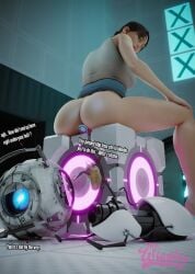 3d anal_insertion ass buttplug chell companion_cube dialogue digitalhell female glados portal_(series) solo_focus text valve wheatley