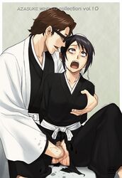 1boy 1girls aizen_sousuke animated azasuke bleach censored female hinamori_momo male slideshow sosuke_aizen