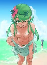 2girls breasts female kouya_toufu lana_(pokemon) mallow_(pokemon) nude pokemon pubic_hair tagme undressing