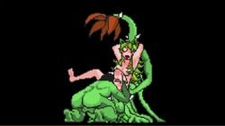 1girls anal anal_penetration animated anthophobia cat_ears catgirl cunnilingus green_hair happy_sex moaning nude pixel_art plant plant_girl size_difference sound threesome video willing_sub zombie