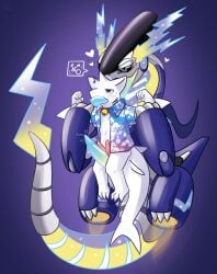 2022 2_penises absurd_res aloha_shirt animal_genitalia animal_penis anthro anthro_on_feral bell bell_collar biped blush bodily_fluids clothing cocoshark_(hacony) collar digital_drawing_(artwork) digital_media_(artwork) duo erection feral fin fish front_view fur future_pokemon generation_9_pokemon genital_fluids genitals gradient_penis held_up hemipenes hi_res ivxair3p larger_feral larger_male legendary_pokemon long_tail long_tongue male male/male marine miraidon multi_genitalia multi_penis nintendo paradox_pokemon pattern_clothing pattern_shirt pattern_topwear penis pink_penis pokemon pokemon_(species) purple_body sex shark shirt size_difference smaller_anthro smaller_male tail tapering_penis teal_penis thigh_sex tongue tongue_in_mouth topwear white_body white_fur yellow_penis zoophilia
