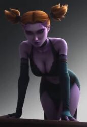 2d ai_generated alien alien_girl alien_humanoid alixvalove animated bare_shoulders bent_over big_breasts bouncing_breasts breasts choker cleavage clone_wars clothed clothed_female clothing color cutout cutout_dress dress duchess_eugene edit eyelashes female female_only fingerless_gloves fotor front_view fully_clothed gloves green_dress grey_background hair halterneck happy jiggle lace lace-trimmed_gloves lace_trim latts_razzi leaning leaning_forward lips long_dress long_gloves long_skirt looking_at_viewer markings midriff mp4 navel neckwear pink_body pink_skin red_hair skirt sleeveless sleeveless_dress slit_skirt smile solo stable_diffusion standing star_wars table talking talking_to_viewer theelin tied_hair turquoise_eyes twintails video