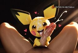 after_fellatio ai_generated blush cheek_press cum cum_in_mouth cum_on_hair cum_on_penis cum_on_tongue cum_string ejaculation erection facial female heart holding large_penis looking_at_penis looking_at_viewer male meitabuu no_humans nude open_mouth penis penis_on_face pichu pokemon pokemon_(creature) pov pov_crotch pubic_hair smile solo_focus stray_pubic_hair teeth tongue tongue_out uncensored upper_teeth veins veiny_penis