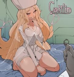 azz0422 caitlin_(pokemon) cleavage feet long_hair pokemon proposing thick_thighs