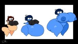 1girls ass_expansion belly_expansion belly_inflation blueberry blueberry_inflation breast_expansion butt_expansion expansion sequence skin_turning_blue