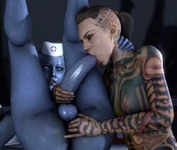 3d animated asari fellatio flash89 futanari huge_cock intersex jack_(mass_effect) liara_t'soni mass_effect oral penis