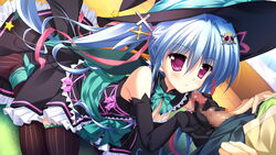 blue_hair censored elbow_gloves female game_cg gloves hair_ornament long_hair luluna magical_marriage_lunatics!! moonstone ornament penis purple_eyes thighhighs tied_hair twintails yamakaze_ran