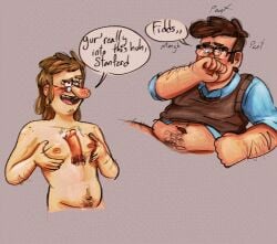 boobjob breasts fiddleford_mcgucket gay gravity_falls small_breasts smaller_male stanford_pines titjob tits_out