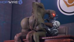 2boys alien anal_sex ass ass back_view balls combine_soldier erection gay half-life half-life_2 hopwire human humanoid interspecies male male/male male_only metrocop nude partially_clothed penetration penis sex vortigaunt