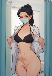 1futa ai_generated big_ass big_breasts black_bra black_hair blue_eyes bra civitai cum cum_drip cum_dripping cum_dripping_from_penis doctor dripping_cum face_mask facemask front_view futa_only futanari hospital hospital_room ihatethemic labcoat large_ass large_breasts mask medical_mask oc original_character ponytail solo solo_focus solo_futa surgical_mask tagme thick_ass thick_thighs tied_hair undressing undressing_self wavy_hair wide_hips