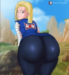 1girls aeondud android_18 animated anus anus_juice anus_peek ass ass_clapping big_ass big_butt blonde_hair blue_eyes dragon_ball dragon_ball_z fat_ass fat_butt female female_only huge_ass huge_butt looking_back shounen_jump solo tagme thick_ass thick_butt twerking_bottom video