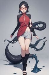 ai_generated corruption encasement latex liquid_latex part_of_a_set sarada_uchiha tentacle