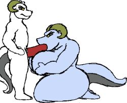 animated anthro big_breasts bigshow breasts dean duo fan_character female flat_colors fur furry genitals huge_breasts incest_(lore) male male/female mother_(lore) parent_(lore) penis son_(lore) star_wars sucking tauntaun white_body white_fur zaun