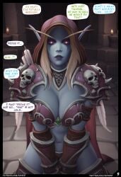 1girls ai_assisted ai_generated armor comic elf elf_ears fantasy glowing_eyes nyxworks sylvanas_windrunner undead warcraft world_of_warcraft