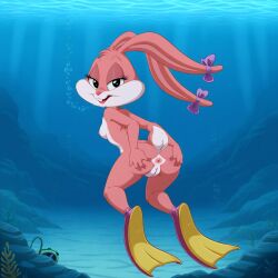 1girls ai_generated anthro anus aquaphilia ass babs_bunny bedroom_eyes bow breast bubbles female fetish flippers furry inviting inviting_to_sex looking_at_viewer nipple nude ocean presenting presenting_anus presenting_hindquarters pussy rabbit sea sideboob skinny_dipping solo tiny_toon_adventures underwater warner_brothers water