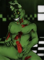 artist_unknown colored five_nights_at_freddy's presenting solo springtrap springtrap_(fnaf) touching_self