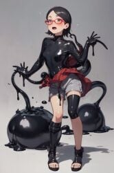 ai_generated corruption encasement latex liquid_latex part_of_a_set sarada_uchiha tentacle