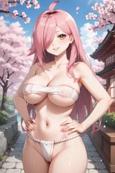 1girls ai_generated areola areolae areolae_visible_through_clothing big_breasts breasts covered_nipples covering covering_breasts covering_pussy day exhibitionism japanese_clothes juninholara21 latam_virtual_youtuber long_hair looking_at_viewer neneefthy nipples nipples_visible_through_clothing outdoors partially_clothed pink_hair public public_nudity pussy pussy_visible_through_clothes solo_female tagme thighs translucent_clothing transparent_clothing virtual_youtuber vtuber yellow_eyes