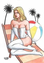 blonde_hair blue_eyes emma_frost female female_only hellfire_club large_breasts lucas_gomes marvel marvel_comics pinup white_queen x-men