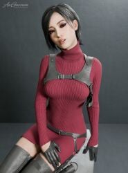 ada_wong asian asian_female aw-gazzam black_hair blender_(software) dress female red_dress resident_evil resident_evil_4 resident_evil_4_remake