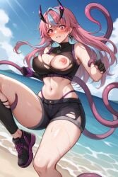 1girls ai_generated areola areolae beach big_breasts blush breasts day emikukis exhibitionism exposed_breasts latam_virtual_youtuber long_hair multicolored_hair nipples open_legs outdoors pink_hair public public_nudity sky_blue_hair tagme tentacle tentacle_grab thighs torn_clothes tupadrev4 virtual_youtuber vtuber