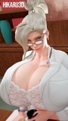 1girls 3d breasts cleavage female hikaru3d huge_breasts mercy overwatch solo