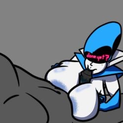 anon blue_areola deltarune deltarune_chapter_2 female huge_breasts lipstick_on_penis paizuri penis_between_breasts poshmoon queen_(deltarune) titjob unamused unimpressed