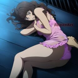 1boy ai_generated akasenart ass brown_hair female imminent_rape nightgown panties scared