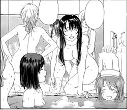 bath fujishima_kousuke monochrome multiple_girls nude paradise_residence