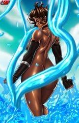 1girls avatar_legends back_view convenient_censoring cssp dark-skinned_female dark_skin female female_only human korra large_breasts nude partially_submerged smooth_skin solo tentacle the_avatar the_legend_of_korra water water_tentacle water_tribe waterbending