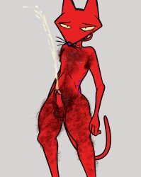 absurd_res anthro armpit_hair balls big_pubes bodily_fluids body_hair cartoon_network courage_the_cowardly_dog domestic_cat erection felid feline felis genital_fluids genitals hairy_balls happy_trail hi_res illegaleel katz_(courage_the_cowardly_dog) looking_relieved male mammal nipples nude peeing pubes relieved solo solo_male urine urine_stream