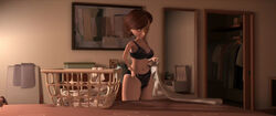 accurate_art_style black_bra black_panties cg cg_art disney helen_parr laundry lingerie matching_underwear pixar screenshot_edit smooth_skin the_incredibles underwear