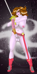 1futa 2014 agdistis areola belt blush breasts busty cleavage erection eyeliner futa_only futanari futanari_vampire high_heel_boots high_heels horsecock intersex lipstick makeup navel nipples peteflytese rapier red_eyes sheathe solo sword vampire voluptuous weapon