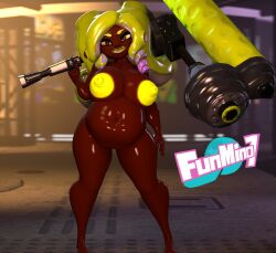 1girls 3d chubby chubby_female completely_nude completely_nude_female dark-skinned_female dark_skin female female_only funmina milf naked naked_female nude nude_female octoling octoling_girl open_mouth open_smile smile solo solo_female splatoon