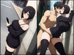 ai_generated ailya86 kissing_while_penetrated lee_bora short_hair solo_leveling standing_sex