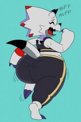 1anthro anthro ass athletic athletic_male big_ass big_butt butt color color_edit colored colored_sketch colorization colorshun digimon digimon_(species) fauxtellno1 fauxtellno1_(artist) femboy gammamon open_mouth scalie tail tongue young