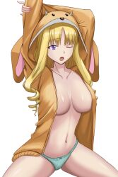 1girls blonde_hair breasts etoile_rosenqueen female green_panties light-skinned_female light_skin nippon_ichi_software one_eye_closed panties panties_only purple_eyes rhapsody:_a_musical_adventure solphel