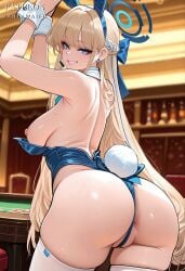 ai_generated animal_ears animal_tail anus anus_peek arms_up artist_name ass asuma_toki back backless_leotard bare_shoulders blonde_hair blue_archive blue_eyes blue_hairband blue_halo blue_leotard blurry_background blush bow bowtie braid breasts bunny_tail bunnysuit clothing detached_collar earpiece earrings fake_animal_ears fake_tail fanbox_username female from_behind grin hairband halo highleg highleg_leotard huge_ass jewelry large_breasts legwear leotard leotard_aside leotard_pull long_hair looking_at_viewer looking_back mole nipples official_alternate_costume official_alternate_hairstyle partially_visible_vulva patreon_username playboy_bunny poker_chip pussy rabbit_ears rabbit_tail smile solo strapless strapless_leotard streaked_hair sweat tail thighhighs thighs toki_(blue_archive) toki_(bunny)_(blue_archive) vantawaifu very_long_hair web_address wedgie white_legwear white_thighhighs white_wrist_cuffs wrist_cuffs