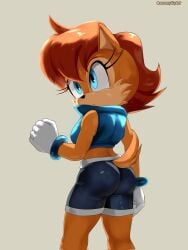 ass female sally_acorn sonic_(series) soranygy spandex_shorts