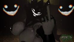 backrooms big_breasts breasts creepypasta flipping_off glowing_eyes glowing_face karelia_(acerattman) liminal_spaces maxoneton middle_finger monster_girl nipples sfm smiler_(the_backrooms) source_filmmaker
