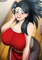 apron boku_no_hero_academia grown_up huge_breasts huge_thighs husband husband_and_wife imminent_sex large_breasts momo_yaoyorozu my_hero_academia neocoill seductive shouto_todoroki thick_thighs wife yaoyorozu_momo