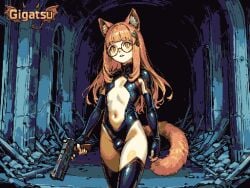 ai_assisted ai_generated animated animation aseprite_(artwork) femboy fox_boy furry_ears furry_tail gigatsu glasses gun limited_palette penis_bulge pixel_animation pixel_art trap twitching