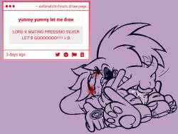 animal_genitalia big_balls blush blushing cuntboy cuntboy/male cuntboy_penetrated cuntboysub eyes_rolling_back line_art lord_x mating_press pawpads paws pinned pinned_down rough_sex sega silver_the_hedgehog simple_background sonic.exe_(series) sonic_(series) sonic_the_hedgehog_(series) tagme tailwag