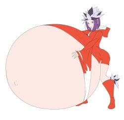 1girls belly_bigger_than_body clothed devil_survivor_(series) devil_survivor_1 gigantic_belly holding_belly hyper hyper_belly hyper_pregnancy kuzuryuu_amane massive_belly megami_tensei pregnancy pregnant ready_to_pop saburox solo