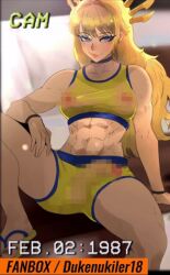 1futa 2d 2d_animation abs animated_image better_parts_of_fucked_up_shit blonde_hair bulge bulge_through_clothing camera_view censored censored_nipples censored_penis clothed cropped dukenukiler exposed_penis fully_clothed futa_only futanari long_hair magik_(illyana_rasputin) marvel marvel_comics marvel_rivals muscular_futanari shorts solo sports_bra sportswear