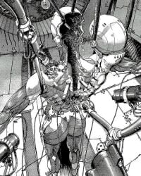 1girls android android_girl ass assembly_line back_view cybernetic_legs cybernetic_limb cybernetics cyberpunk cyborg dat_ass ghost_in_the_shell gore kusanagi_motoko masamune_shirow muscle_ass muscles no_skin official_art robot_girl robotic_arms robotics screenshot skinless solo solo_female solo_focus spinal_cord spine